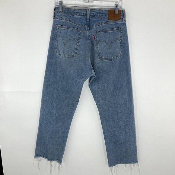 Levis Jeans Women‎ 29 Wedgie Straight Blue Raw Hem Premium Denim - Picture 2 of 14